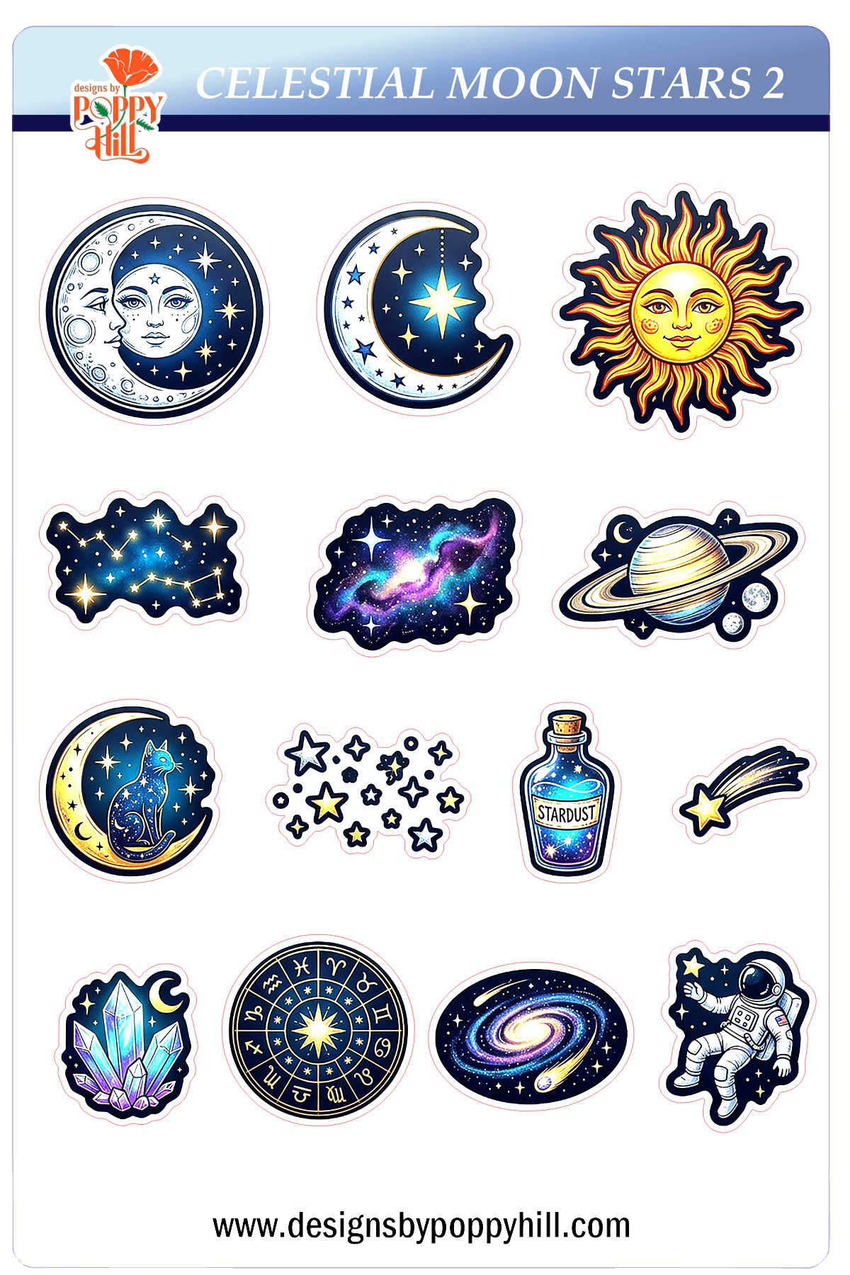 Sticker Sheet - Celestial Moon and Stars 2