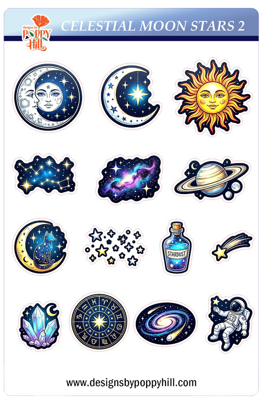 Sticker Sheet - Celestial Moon and Stars 2