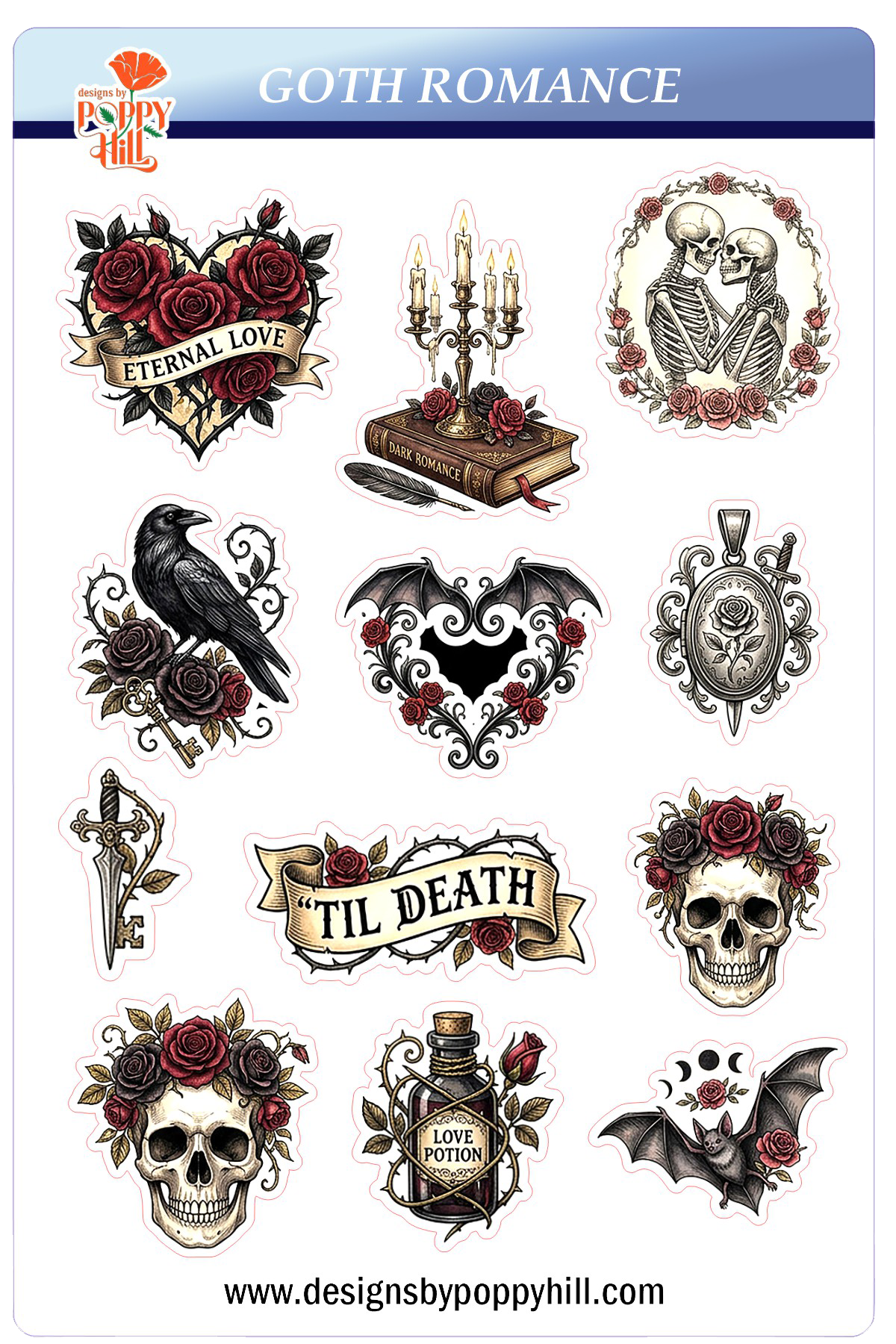 Sticker Sheet - Goth Romance