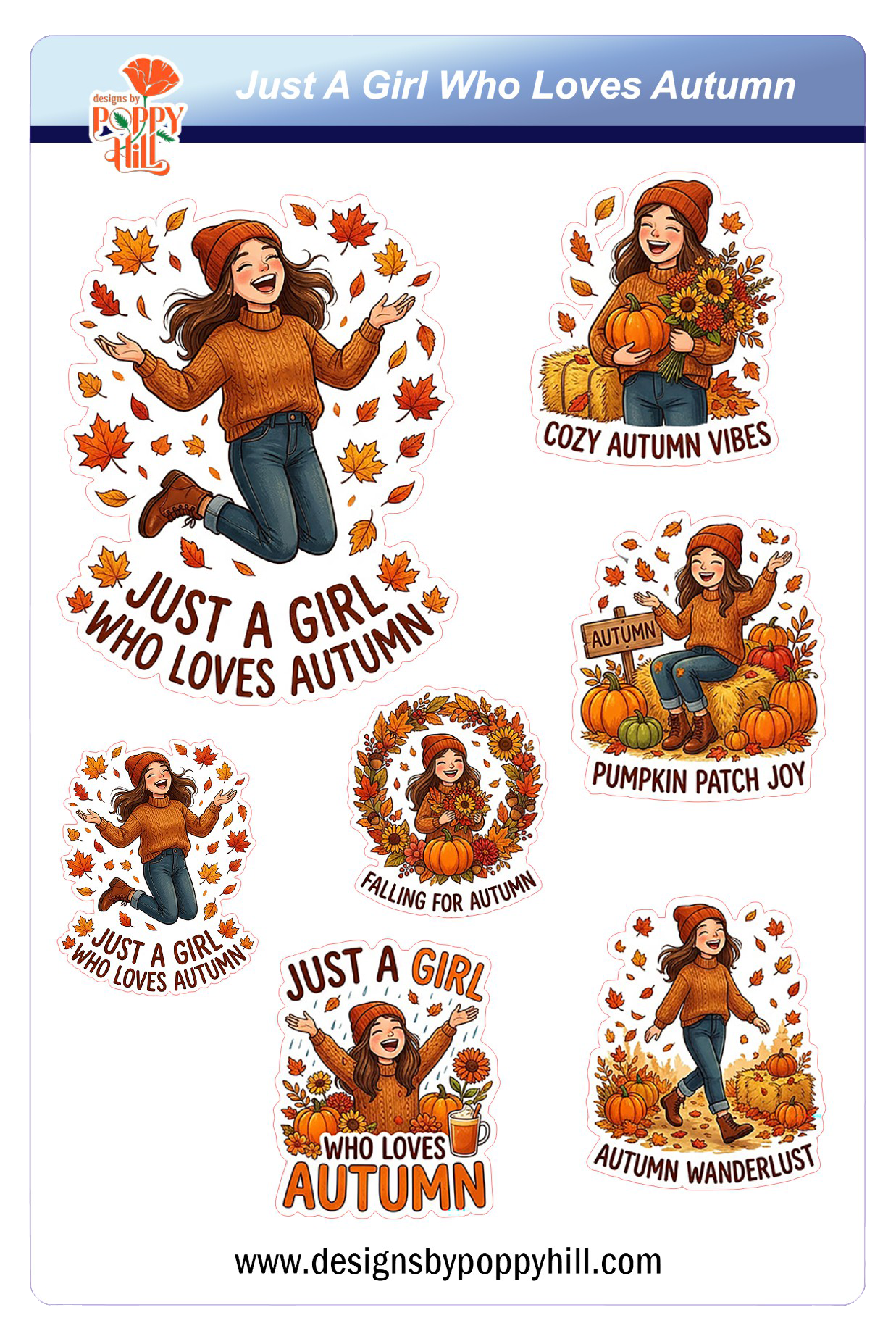 Sticker Sheet - Just a Girl Who Loves Autumn