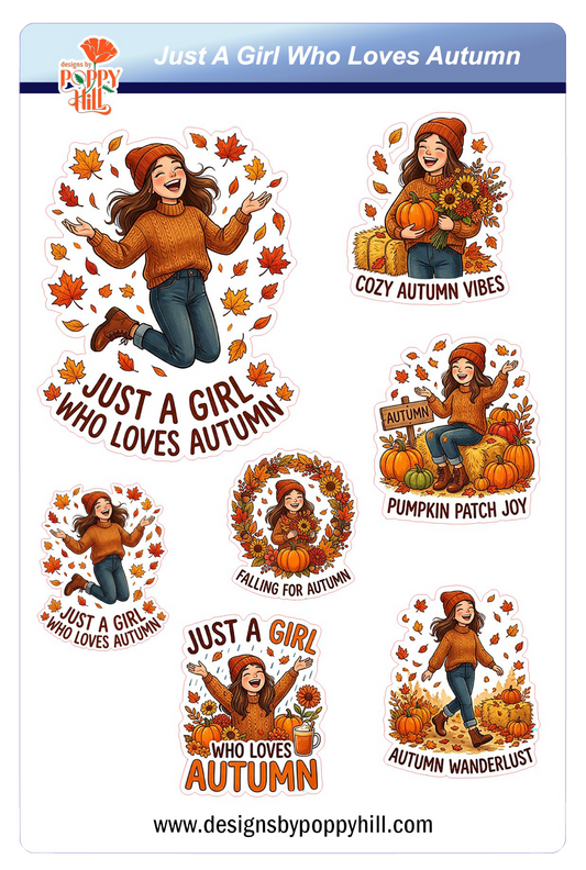 Sticker Sheet - Just a Girl Who Loves Autumn