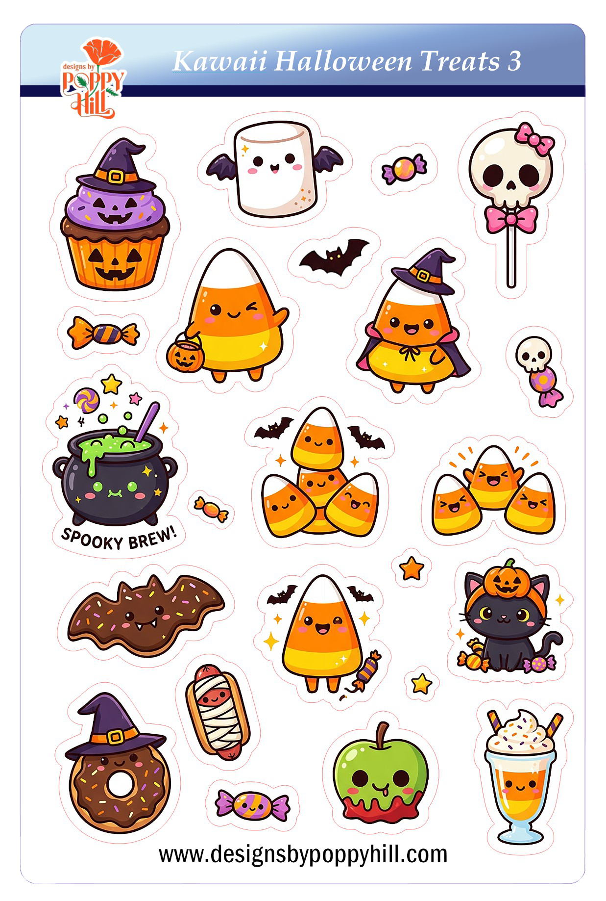 Sticker Sheet - Kawaii Halloween Treats 3
