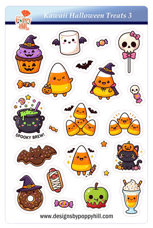Sticker Sheet - Kawaii Halloween Treats 3