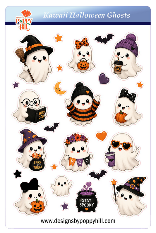 Sticker Sheet - Kawaii Halloween Ghosts