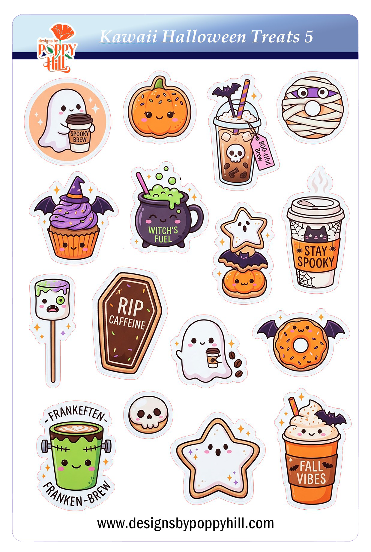 Sticker Sheet - Kawaii Halloween Treats 5