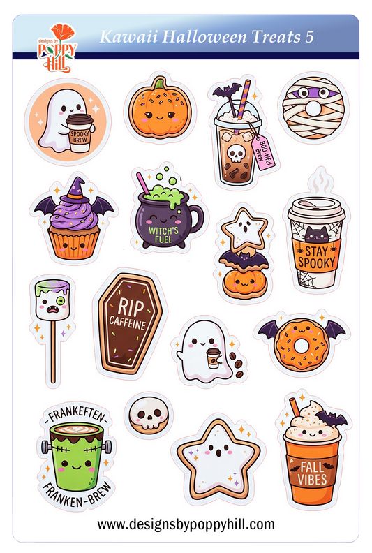 Sticker Sheet - Kawaii Halloween Treats 5