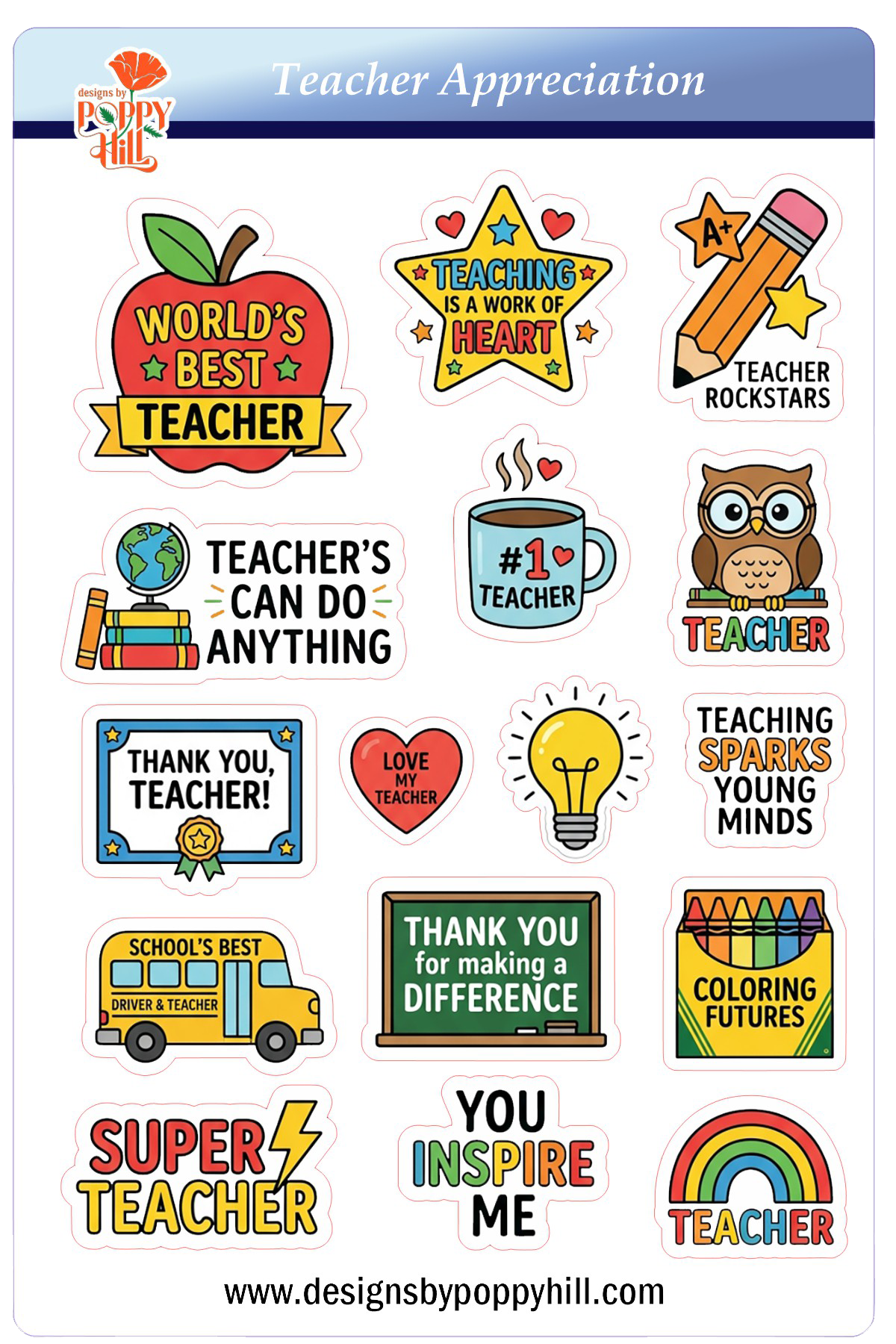 Sticker Sheet - Teacher Appreciation