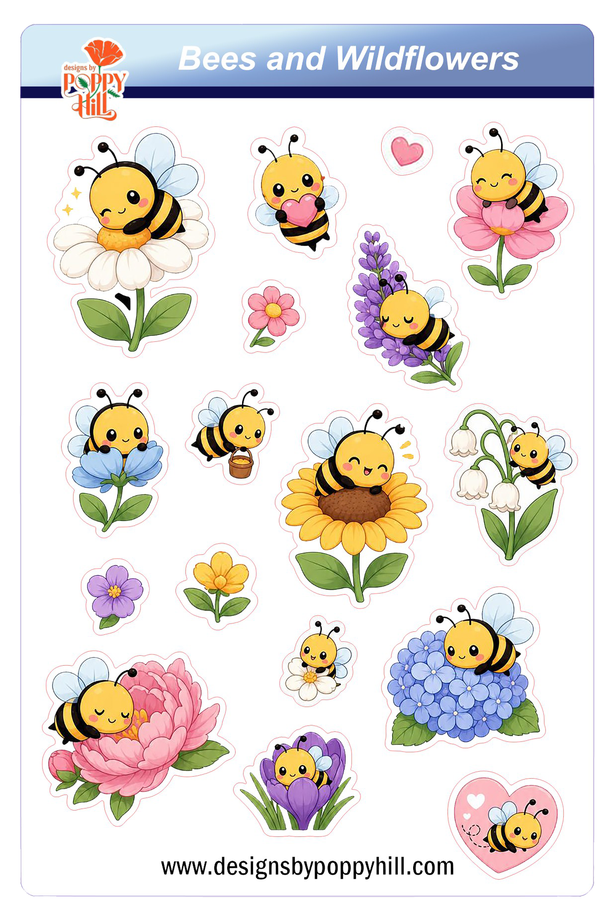 Sticker Sheet - Bees and Wildflowers
