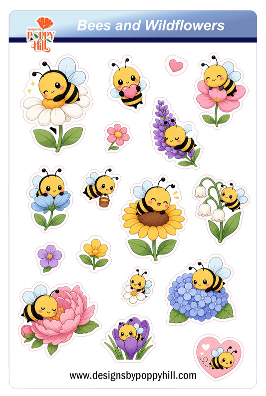 Sticker Sheet - Bees and Wildflowers