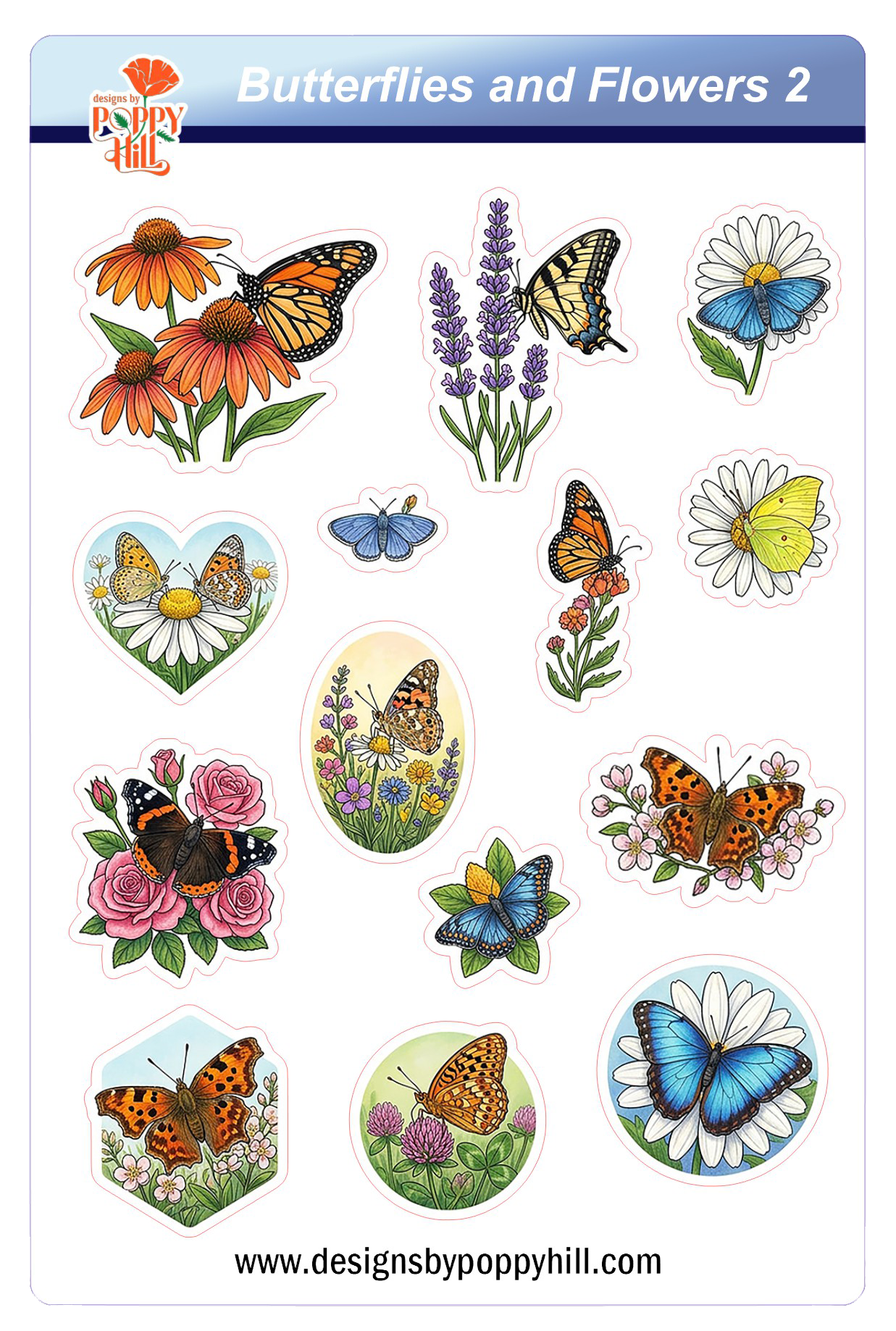 Sticker Sheet - Butterflies and Flowers 2