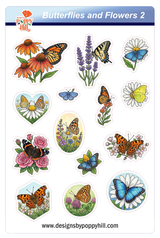Sticker Sheet - Butterflies and Flowers 2