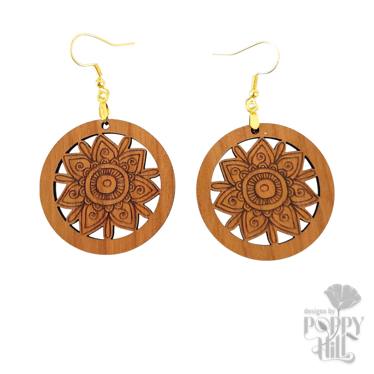 Circular Earrings with a Tribal Design